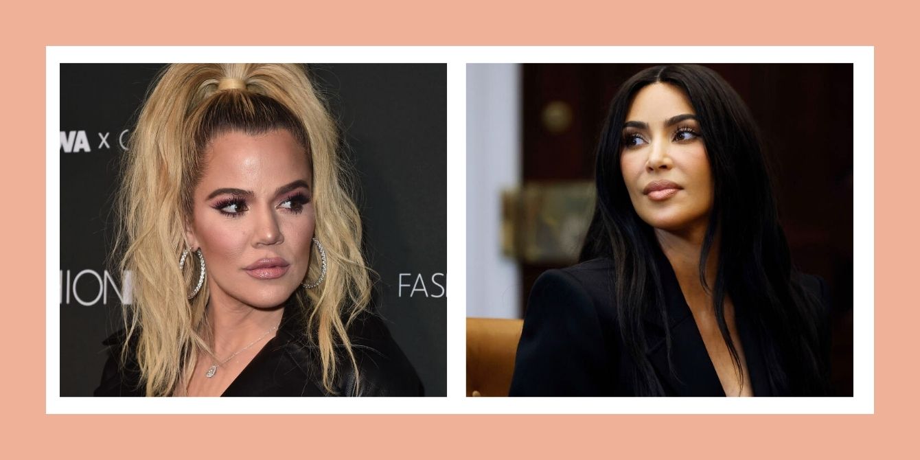 Khloe and Kim Kardashian split screen