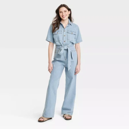 Universal Thread Short Sleeve Jumpsuit Light Wash