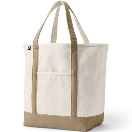 Lands' End 5 Pocket Open Top Canvas Tote Bag