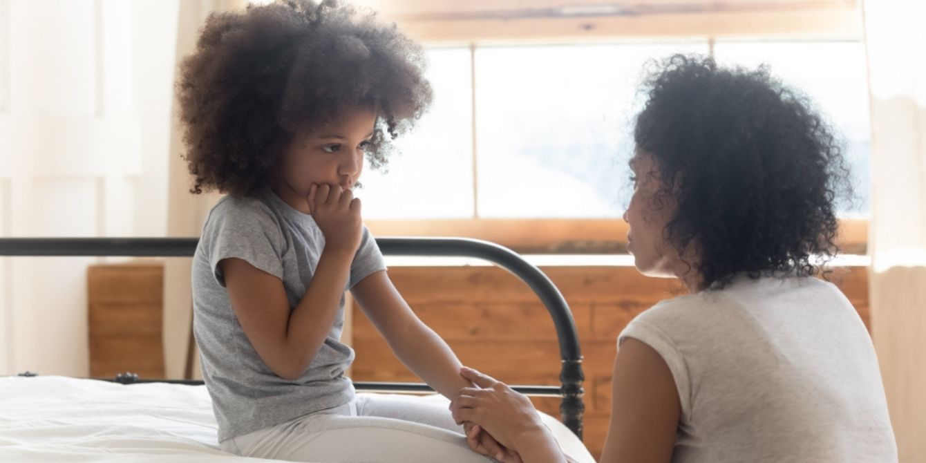 Mom and daughter talking seriously