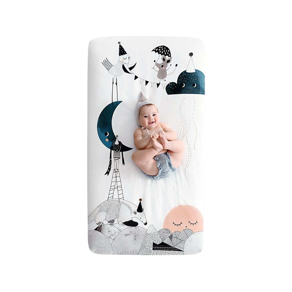 Rookie Humans the moon's birthday fitted crib sheet