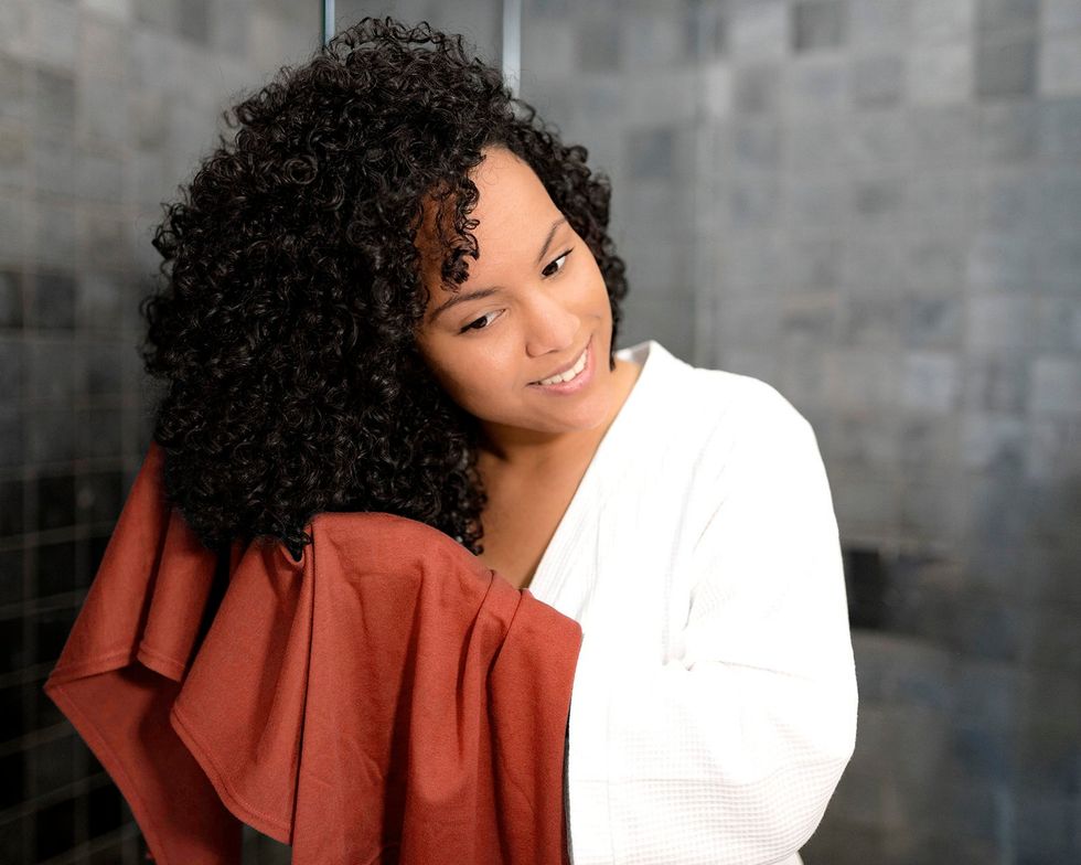 T-shirt Hair Towel Wrap Burnt Orange Full Curly Hair