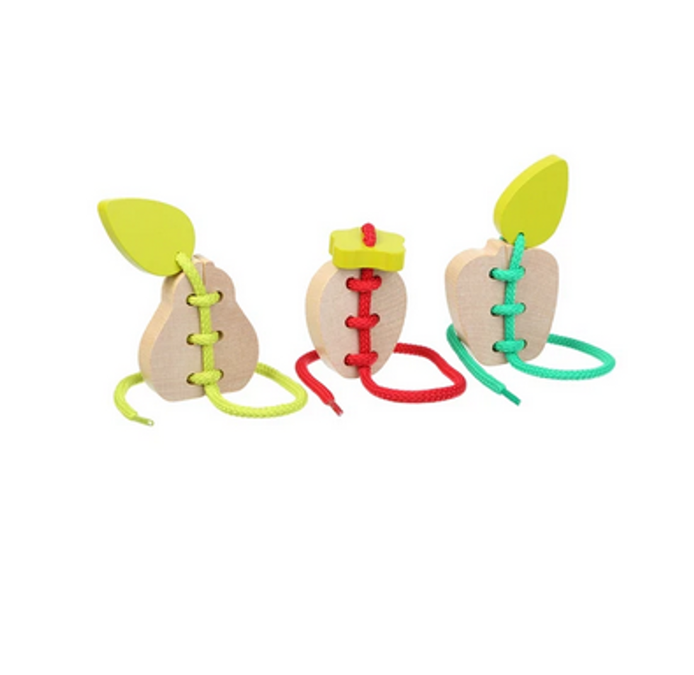 Wise Elk/Cubika Wooden Lacing Toy Set - Fruits