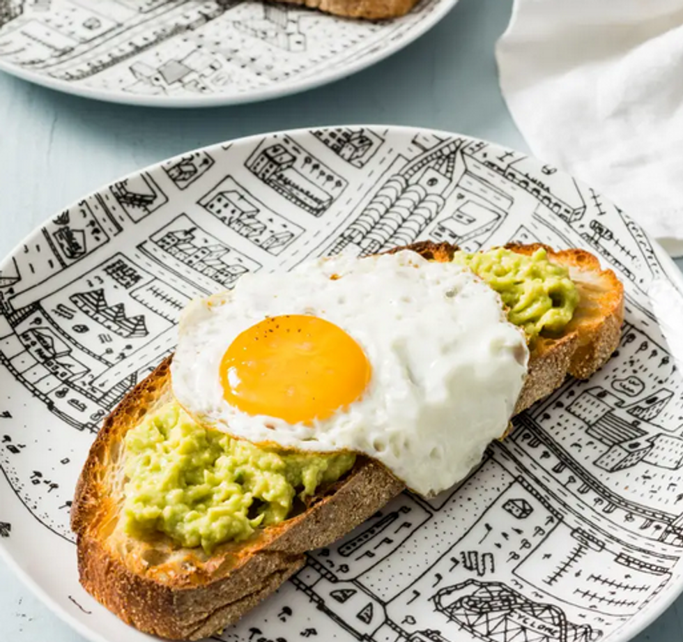 Avocado toast with fried eggs