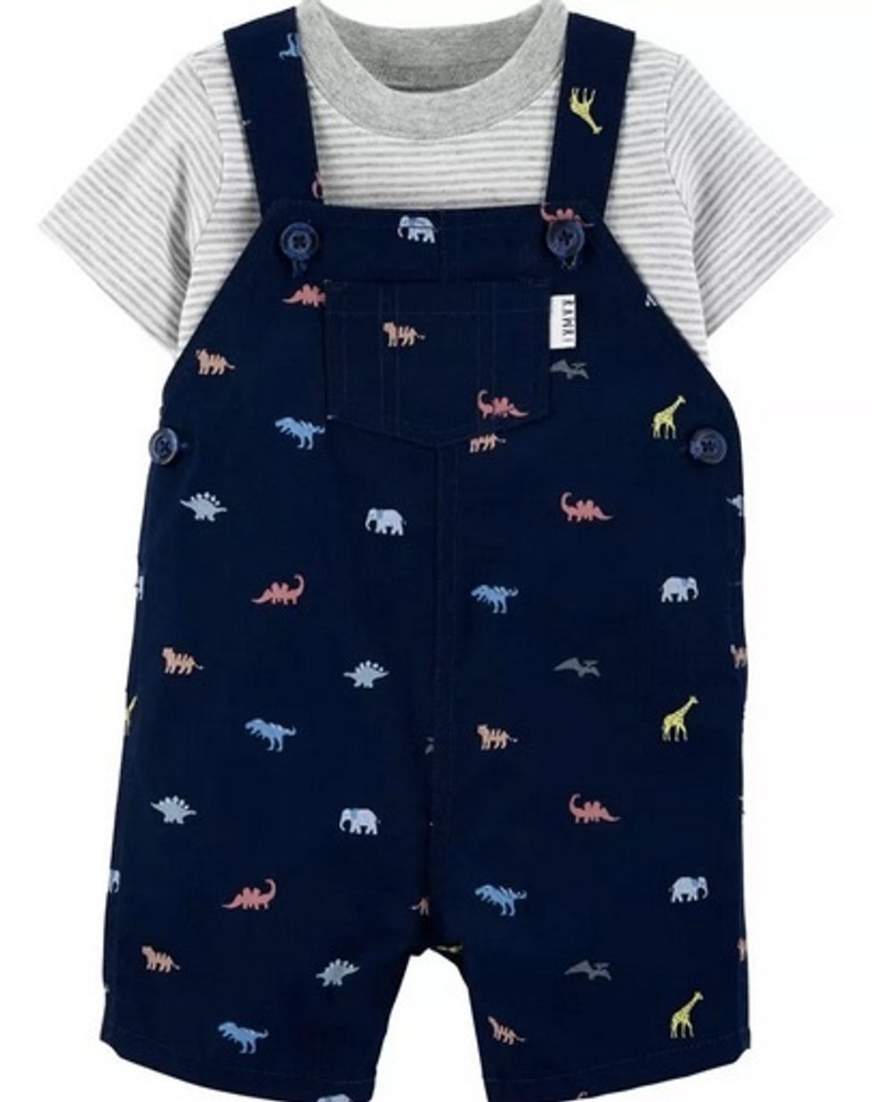 carters Striped Tee & Dinosaur Shortalls Set