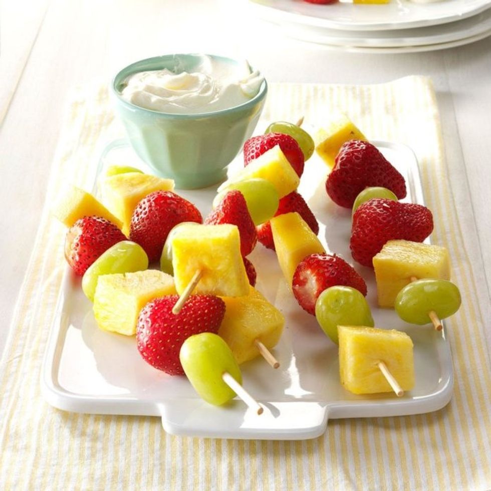 fruit kabobs with cream cheese dip