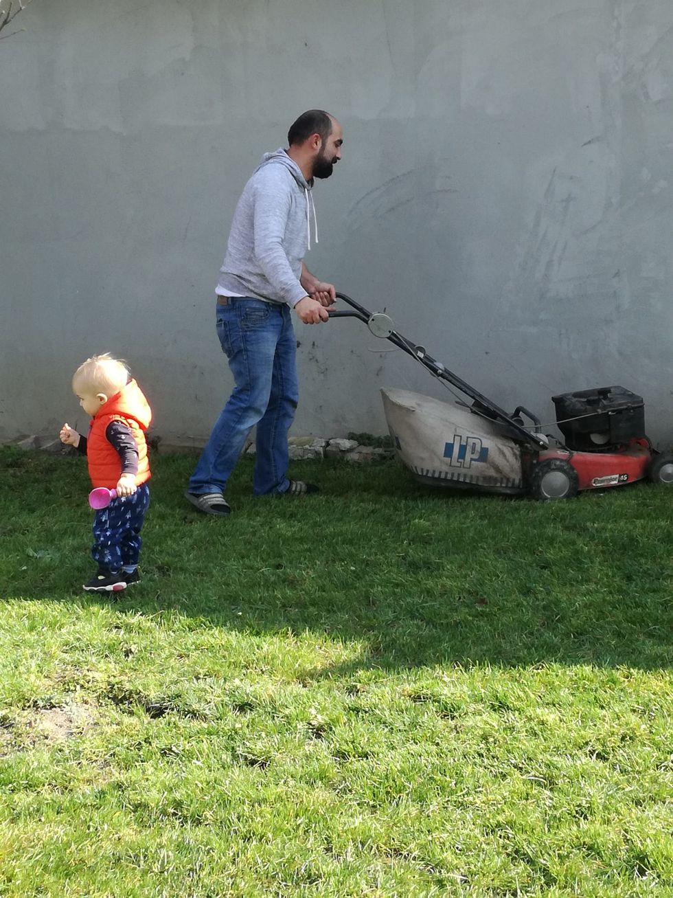 man mowing the lawn