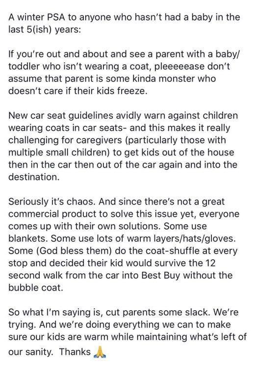 Hobo Mama: Take off winter jackets in car seats